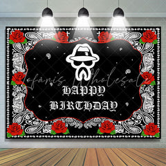 Lofaris Day Of Death Theme Red Rose Happy Birthday Backdrop