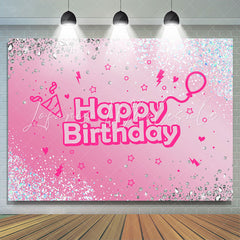 Lofaris Diamond Blue Sequin Pink Glitter Birthday Backdrop