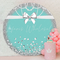 Lofaris Diamond Bowknot Pearl Green Blue Birthday Backdrop