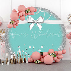 Lofaris Diamond Bowknot Pearl Green Blue Birthday Backdrop