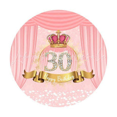 Lofaris Diamonds 30th Pink Round Happy Birthday Party Backdrop