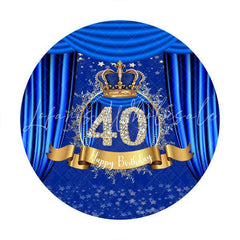 Lofaris Diamonds 40th Blue Round Happy Birthday Party Backdrop