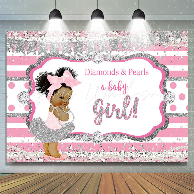 Lofaris Diamonds And Pearls A Baby Girl Shower Backdrop