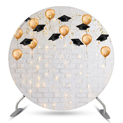 Lofaris Dim Light White Brick Wall Round Backdrop For Grad