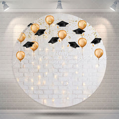 Lofaris Dim Light White Brick Wall Round Backdrop For Grad