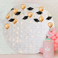 Lofaris Dim Light White Brick Wall Round Backdrop For Grad