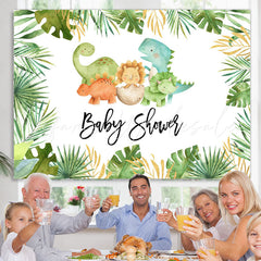 Lofaris Dinosaur Green Forest Boho Baby Shower Backdrop