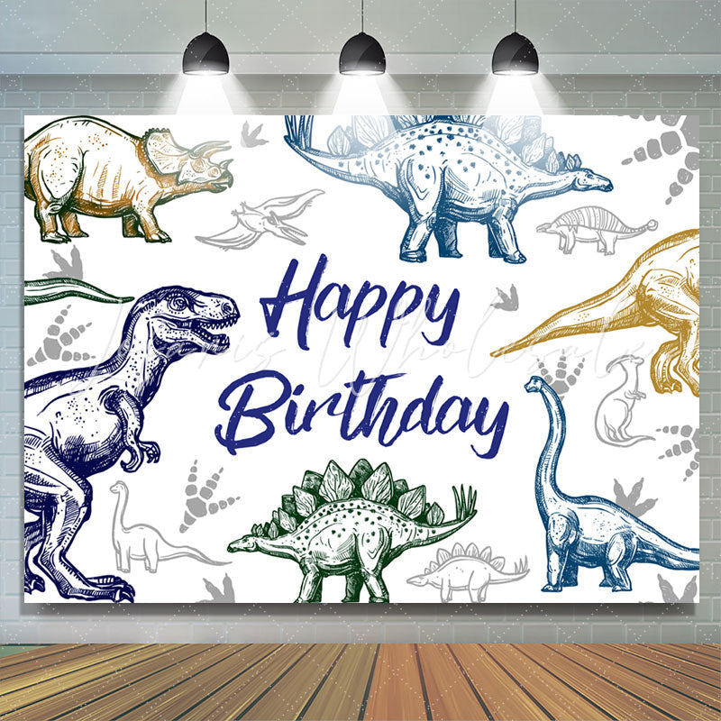 Lofaris Dinosaur Stick Figure Birthday Backdrop For Boy