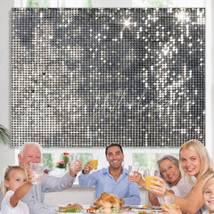 Lofaris Disco Silver Sequins Glitter Birthday Party Deco Backdrop