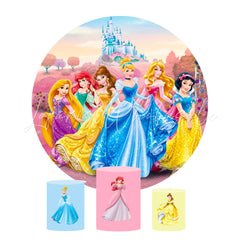 Disney Princess Birthday Party Round Backdrop Cover Plinth Cylinder Pedestal Cloth Cover