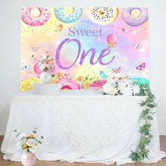 Lofaris Donut Candy Floral Butterfly 1st Birthday Backdrop