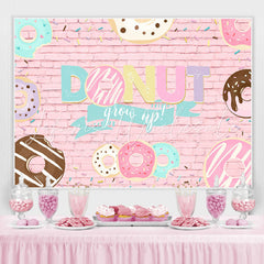 Lofaris Donut Grow Up With Pink Brick Baby Shower Backdrop