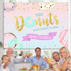 Lofaris Donut Want to Miss Happy Birthday Backdrop for Girl