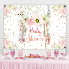 Lofaris Dreamcatcher Floral Pink Theme Baby Shower Backdrop