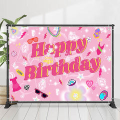 Lofaris Dreamlike Heart Pink Birthday Backdrop For Girl