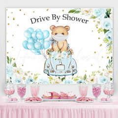 Lofaris Drive By Shower Blue Balloons Baby Backdrop