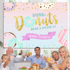 Lofaris Dunk Donut Glitter Happy Birthday Backdrop For Girl