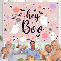 Lofaris Dusty Pink Hey Boo Halloween Ghost Baby Shower Backdrop