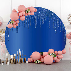 Lofaris Elegant Dark Blue Solid Color Glitter Round Backdrop