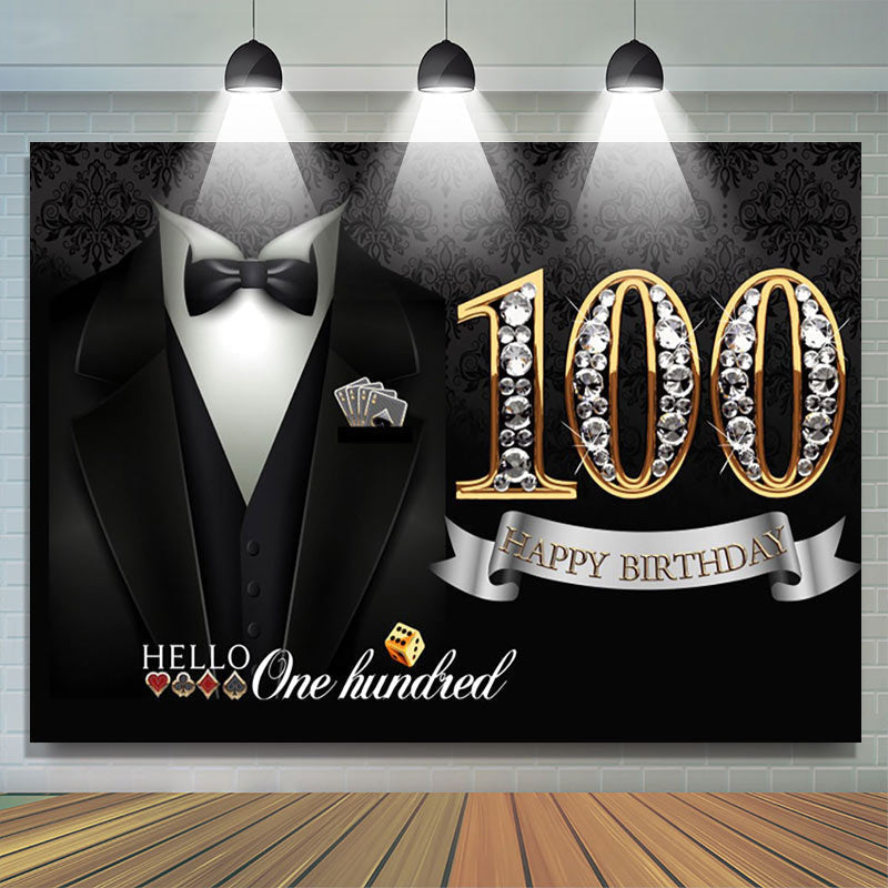 Lofaris Elegant Gentleman Suit Poker 100th Birthday Backdrop