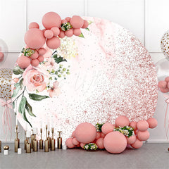 Lofaris Elegant Pink Floral Plant Glitter Circle Backdrop