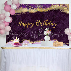 Lofaris Elegant Purple Gold Glitter Abstract Birthday Backdrop