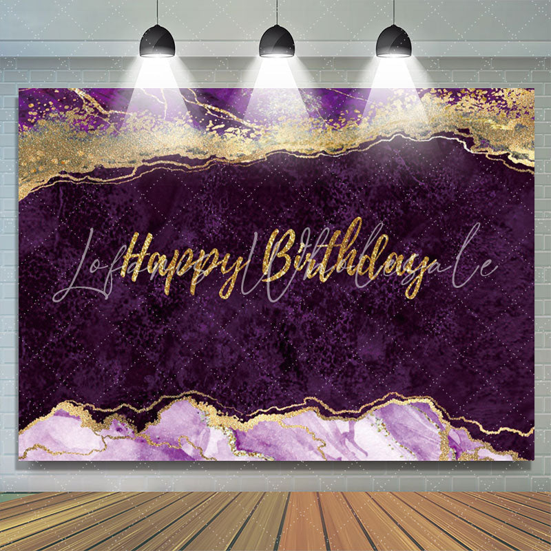 Lofaris Elegant Purple Gold Glitter Abstract Birthday Backdrop