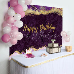 Lofaris Elegant Purple Gold Glitter Abstract Birthday Backdrop