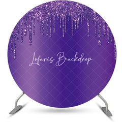 Lofaris Elegant Purple Solid Color Glitters Round Backdrop