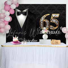 Lofaris Elegant Suit Diamond Happy 65th Birthday Backdrop