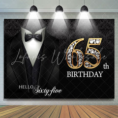 Lofaris Elegant Suit Diamond Happy 65th Birthday Backdrop