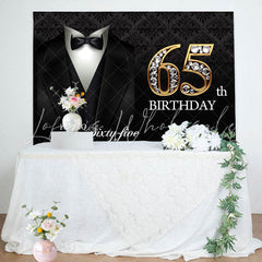 Lofaris Elegant Suit Diamond Happy 65th Birthday Backdrop