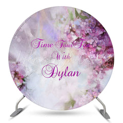 Lofaris Elegant Time Four Tea Purple Floral Circle Backdrop