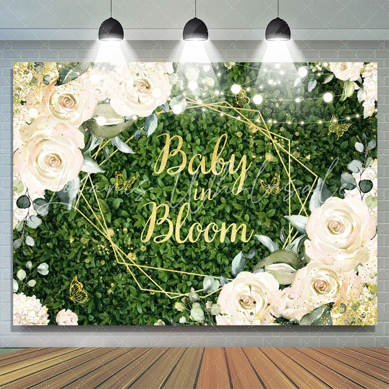 Lofaris Elegant White Flower Green Baby In Bloom Backdrop