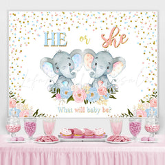 Lofaris Elephant And Floral Cute Baby Shower Backdrop