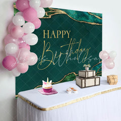 Lofaris Emerald Green And Gold Glitter Birthday Backdrop