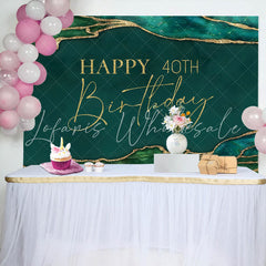 Lofaris Emerald Green Gold Glitter 40th Birthday Backdrop