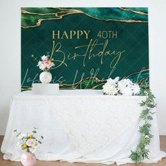 Lofaris Emerald Green Gold Glitter 40th Birthday Backdrop