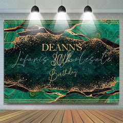 Lofaris Emerald Green Leaves Glitter 30th Birthday Backdrop