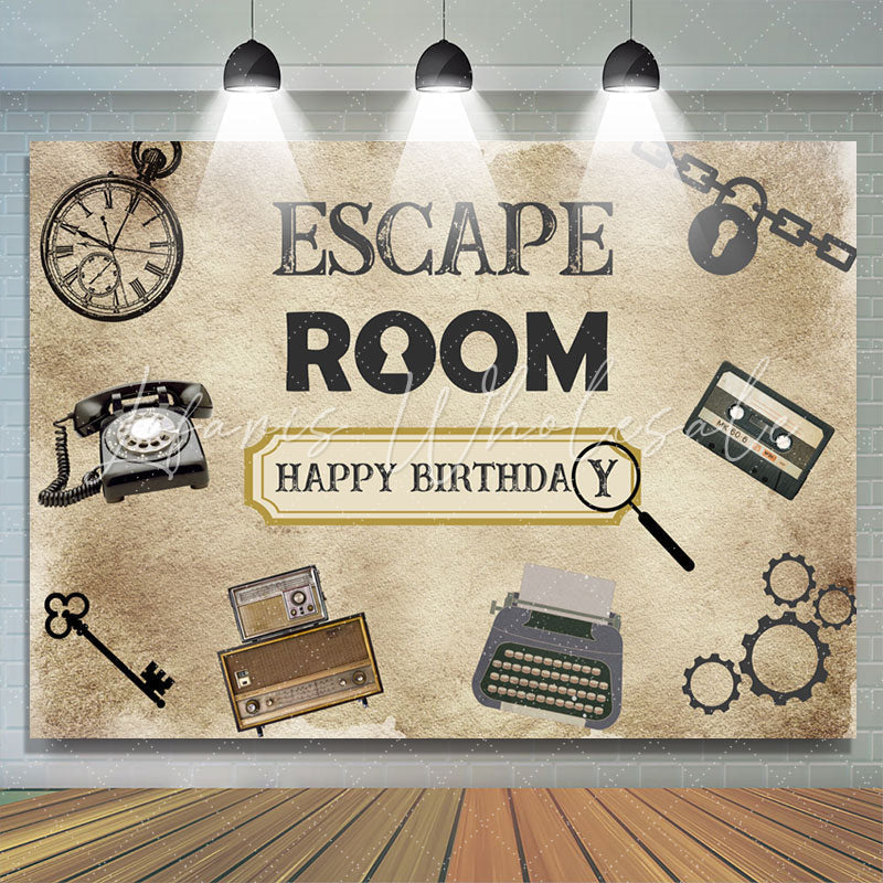 Lofaris Escape Room Mystery Happy Birthday Party Backdrop