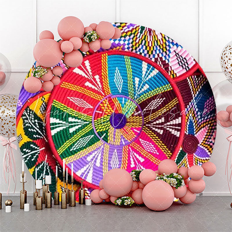 Lofaris Ethiopian Floral Pattern Baskets Circle Backdrop