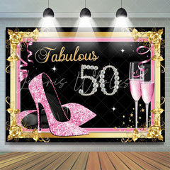 Lofaris Fabulous 50 Pink and Gold Diamonds Birthday Backdrop