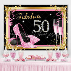 Lofaris Fabulous 50 Pink and Gold Diamonds Birthday Backdrop