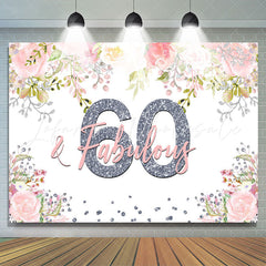 Lofaris Fabulous Pink Floral Happy 60Th Birthday Backdrop