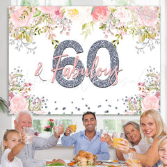 Lofaris Fabulous Pink Floral Happy 60Th Birthday Backdrop