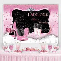 Lofaris Fabulous Pink Glitter Happu Birthday Backdrop For Woman