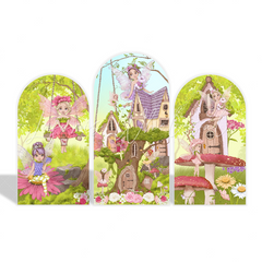 Fairy Theme Birthday Party Arch Backdrop Wall Cloth Cover