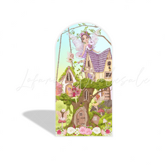 Fairy Theme Birthday Party Arch Backdrop Wall Cloth Cover