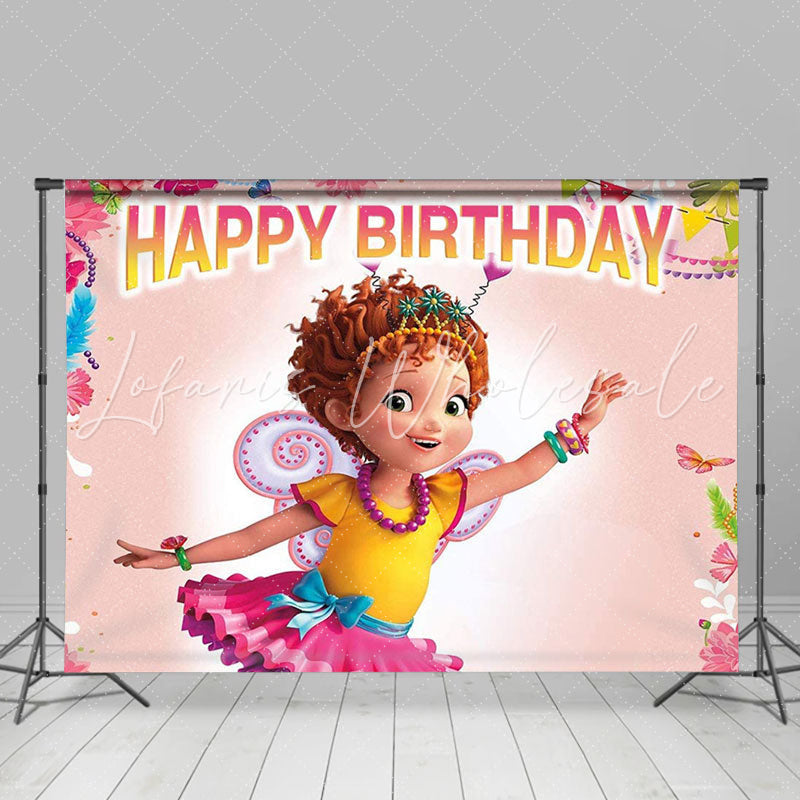 Lofaris Fancy Nancy Theme Baby Girls Princess Birthday Party Backdrop