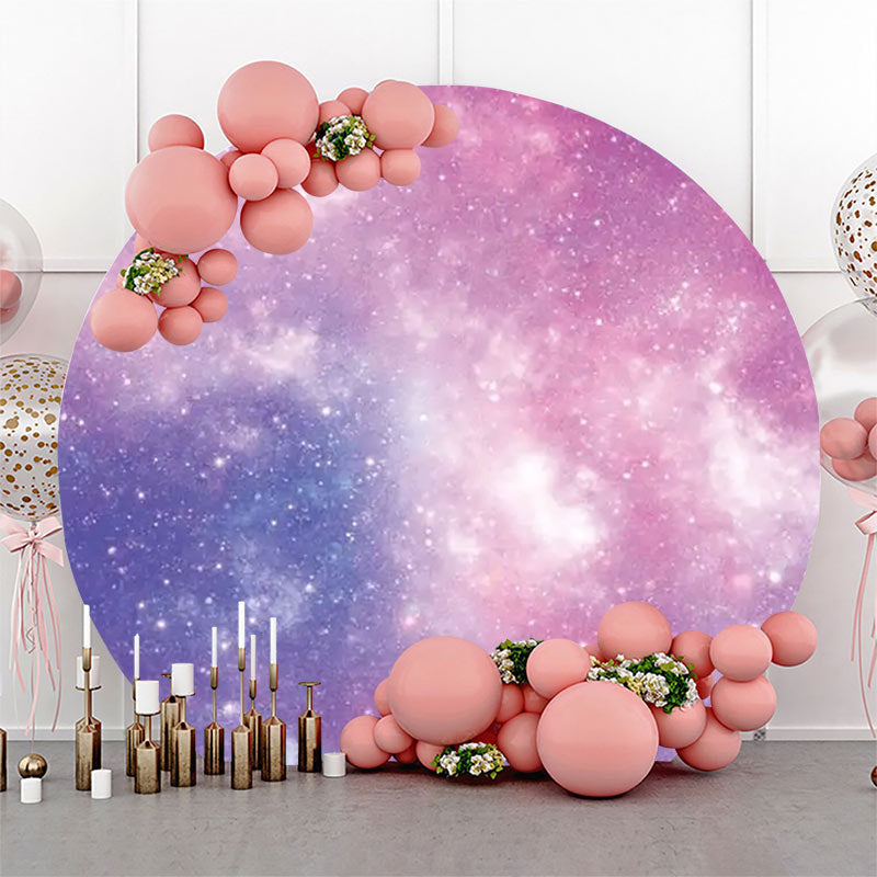 Lofaris Fantasy Purple Space Sparkly Round Birthday Backdrop